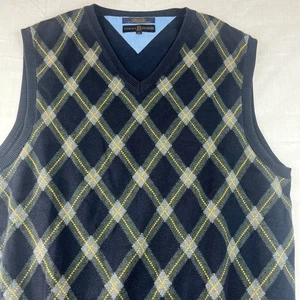 Tommy Hilfiger Vintage Golf Navy Cable Knit Sweater Vest Men's - Picture 1 of 9