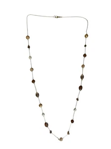 Long Ball Station Gold Tone Necklace Faux Pearl Beads Beige 43" - Picture 1 of 19