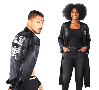 MCM UNISEX RARO NUEVO Bata de Seda / Ropa Exterior Negra Talla M pero Ajuste Grande - Foto 1 de 4