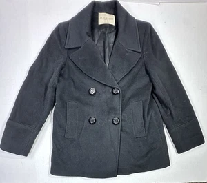 Fleurette Women’s Wool Peacoat Jacket Black Size 6 Loro Piana Fabric USA Made - Picture 1 of 7