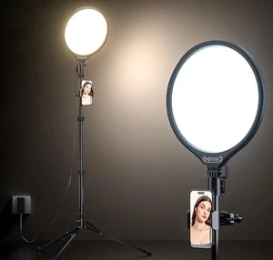 UBeesize 10" LED Light w 62" Tripod Stand, Phone Holder & Remote for iPhone, New - Picture 1 of 6