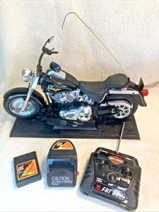 New Bright R/C Harley Davidson Fatboy Motorcycle 9.6V Complete Tested Very Nice - Picture 1 of 13