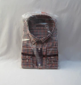 M&S Hombre Heritage Check Manga Larga Oficina Camisa 18.5 100% Algodón Sarga - Imagen 1 de 6