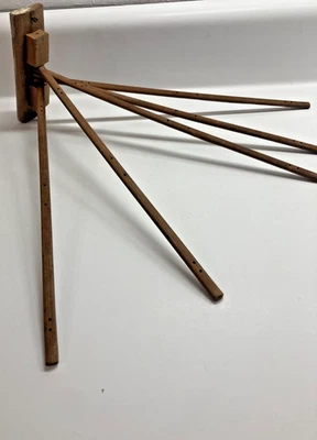 Wall Mount Antique Clothes Towel Drying wood Rack 5 Rod Primitive Swinging - Image 1 of 4