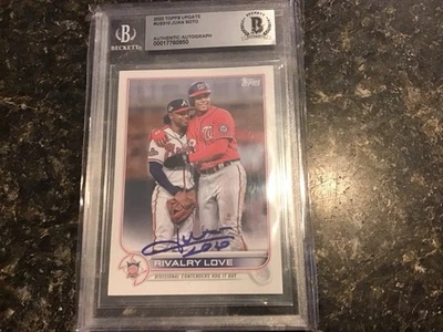 JUAN SOTO AUTOGRAPHED 2022 TOPPS UPDATE US310 RIVALRY LOVE BGS 10 AUTO!! - Image 1 of 2