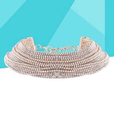  Mehrlagige Halskette Fransenkette Halsketten Für Frauen Statement Kristallkette - Bild 1 von 4