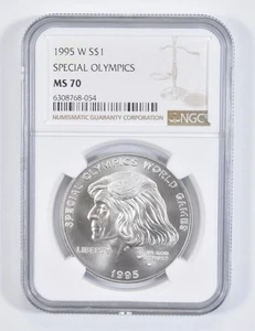 MS70 1995 W Special Olympics Commemorative Silver Dollar NGC *5418 - Picture 1 of 5