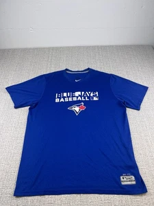Nike Toronto Blue Jays Shirt Mens Large Blue Swoosh DriFit Athletic Training Gym - Picture 1 of 9