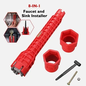 Faucet Sink Installer 8 in 1 Multi Tool Pipe Wrench Plumbing for Kitchen Bathroo - Picture 1 of 9