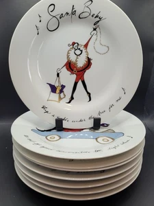 RARO Plato de Postre Pottery Barn Santa Baby - Juego de 8 En Caja Vacaciones Navidad - Imagen 1 de 12