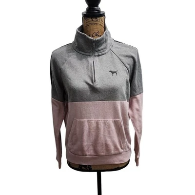 Victoria's Secret ROSA Media Cremallera Bloque de Color Sudadera Perro Logo Pullover M Foto 1 de 4
