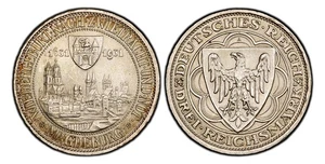 WEIMARER REP. 1931 - A AR 3 Reichsmark. PCGS MS64.  Berlin. J-347 Magdeburg. - Bild 1 von 1