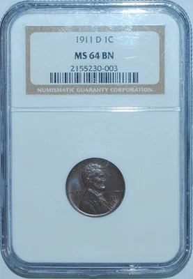 1911 D NGC MS64BN Lincoln Wheat Cent - Image 1 of 2