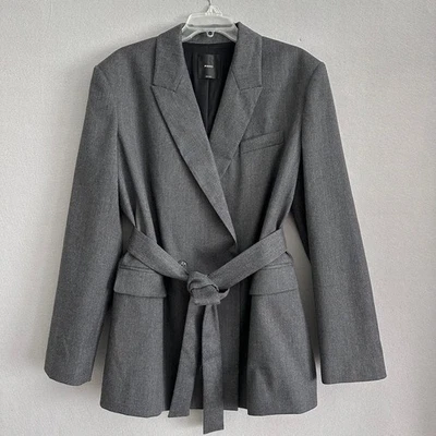 Blazer Pinko Emeline mistura de lã com cinto cinza Itália tamanho 12 EUA / 48 IT - Imagem 1 de 4