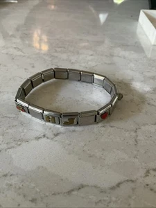 Zoppini Italian Segmented 7" Stretch Charm Bracelet with 8 Charms. 17 Links - Picture 1 of 4