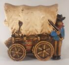 Coin Bank Gun Totin&#39; Cowboy &amp; Covered Wagon Vintage Ceramic Western Home Decor
