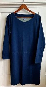 Pure J. Jill Indigo Sweatshirt Shift Dress Faux Wrap Long Sleeve V-Neck Medium - Picture 1 of 6
