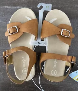 Girls Cat & Jack Cognac Slip On Sandals Size 11 New 🤗 - Picture 1 of 5