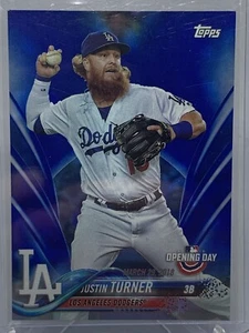 2018 Topps Opening Day Blue Foil #166 Justin Turner - Picture 1 of 2