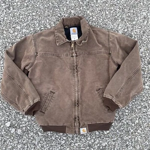 VTG Carhartt Jacket Youth Large Brown Y02 CHT Santa Fe Quilted Y2K Travis Scott - Picture 1 of 15