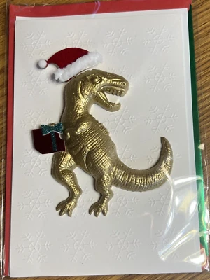 Hallmark Signature Navidad NIÑOS 3D Dinosaurio Santa Sombrero Tarjeta Cualquier Nueva Foto 1 de 4