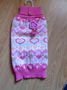 SMOOCHIE POOCH PINK HEART FAIR ISLE JERSEY DE CUELLO PARTIDO Cachorro/Perro grande - Imagen 1 de 1