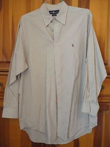 Men's Polo Ralph Lauren Brown Striped Large Long Sleeve Shirt 16 1/2 - 33  - Picture 1 of 3