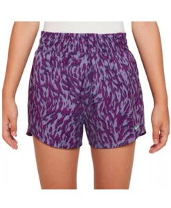 Nike Girls' One Woven High Rise Printed Shorts Purple Pull On - Size Large - Picture 1 of 2