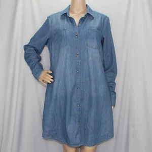 Merona Denim Long Sleeve Shirt Dress Women's Medium - Picture 1 of 12