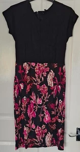 Next Floral Midi Dress Size 16 NEW Cap Sleeve Slight Stretch RRP £36 - Picture 1 of 7