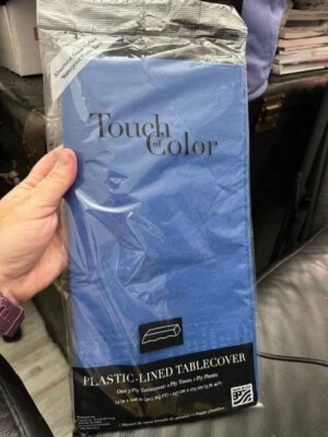 Touch Of Color Paper Plastic-Lined Cobalt Blue Tablecover 54x108" 3-Ply New! - Image 1 of 2