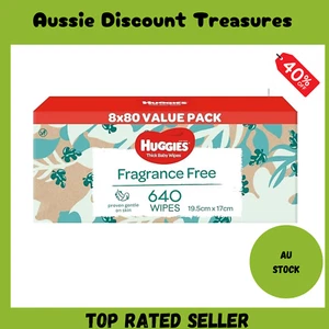 640 HUGGIES Thick Baby Wet Wipes Fragrance Free- Baby Wipes - Picture 1 of 7