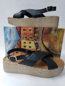 Bella Vita Handmade in Italy Mar Black Leather Platform Sandals Shoes 9 New 16C - Picture 1 of 7