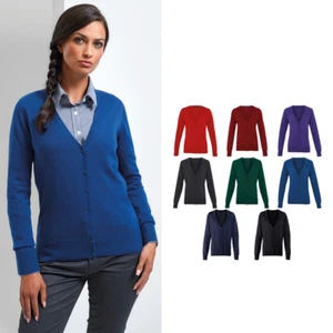 Premier Women's Button Through Knitted Cardigan PR697 - Plain Casual Sweater - Picture 1 of 17