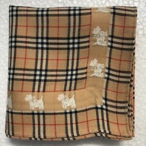 Burberry Men's Vintage Handkerchief brown classic Pocket Square 18"
