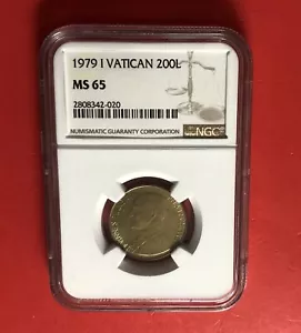 1979-VATICAN-UNCIRCULATED 200 LIRE COIN,CERTIFIED BY NGC 65……DEAL. - Picture 1 of 4