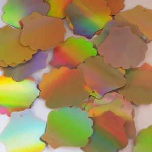 Scallop Shell Sequin 1.25" Gold Lazersheen Reflective Metallic Couture Paillette - Picture 1 of 2
