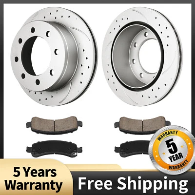 Rotores de disco perfurados traseiros e pastilhas de freio para Chevrolet Express 3500 GMC Savana 3500 - Imagem 1 de 4