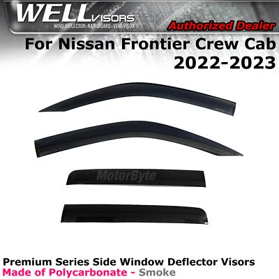 WELLvisors Premium Series For 22-24 Nissan Frontier Crew Cab Visors Smoke Tint - Image 1 of 4