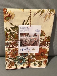 April Cornell WILDFLOWERS Tablecloth Fall Colors Green Rust Blue Cream 60 x 84” - Bild 1 von 4