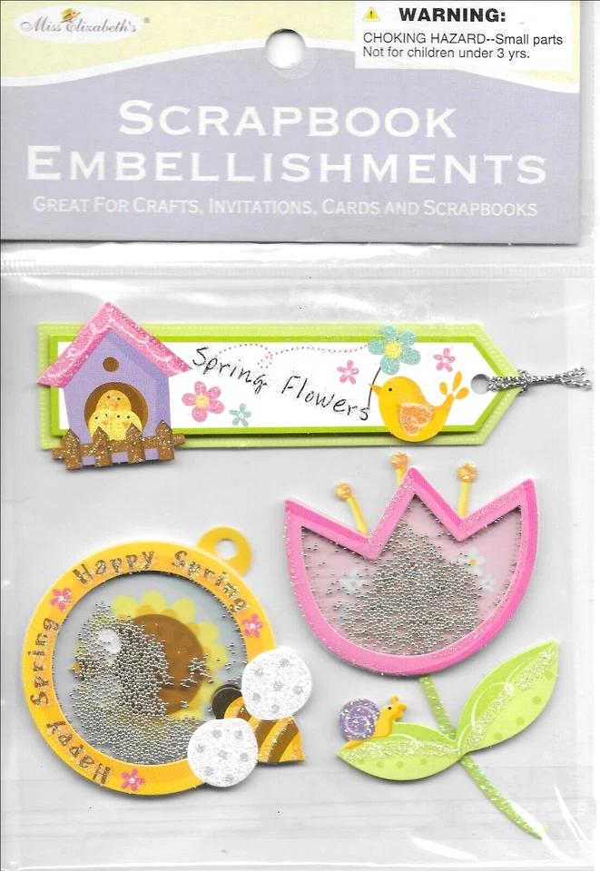 Flores de Primavera Abejas Felices Pájaros Temporada Miss Elizabeth's Pegatinas Coctelera Cajas Foto 1 de 1