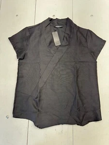Incerun Black Short Sleeve V Neck Blouse Womens Size Small - Picture 1 of 6