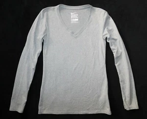 Camiseta Nike Dri-Fit Corte Atlético Gris Liso Manga Larga Camiseta Top Mujer Talla XS - Imagen 1 de 4
