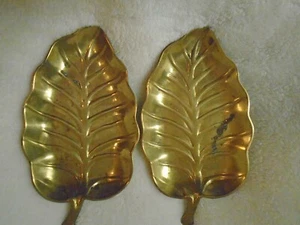 VINTAGE  BRASS TRAYS (2) ( in the shape of Leaves) - Unique - Great for Fall! - Picture 1 of 9