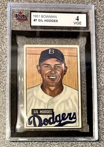 1951 Bowman Gil Hodges #7 Brooklyn Dodgers Vintage Graded KSA 4 - Bild 1 von 2