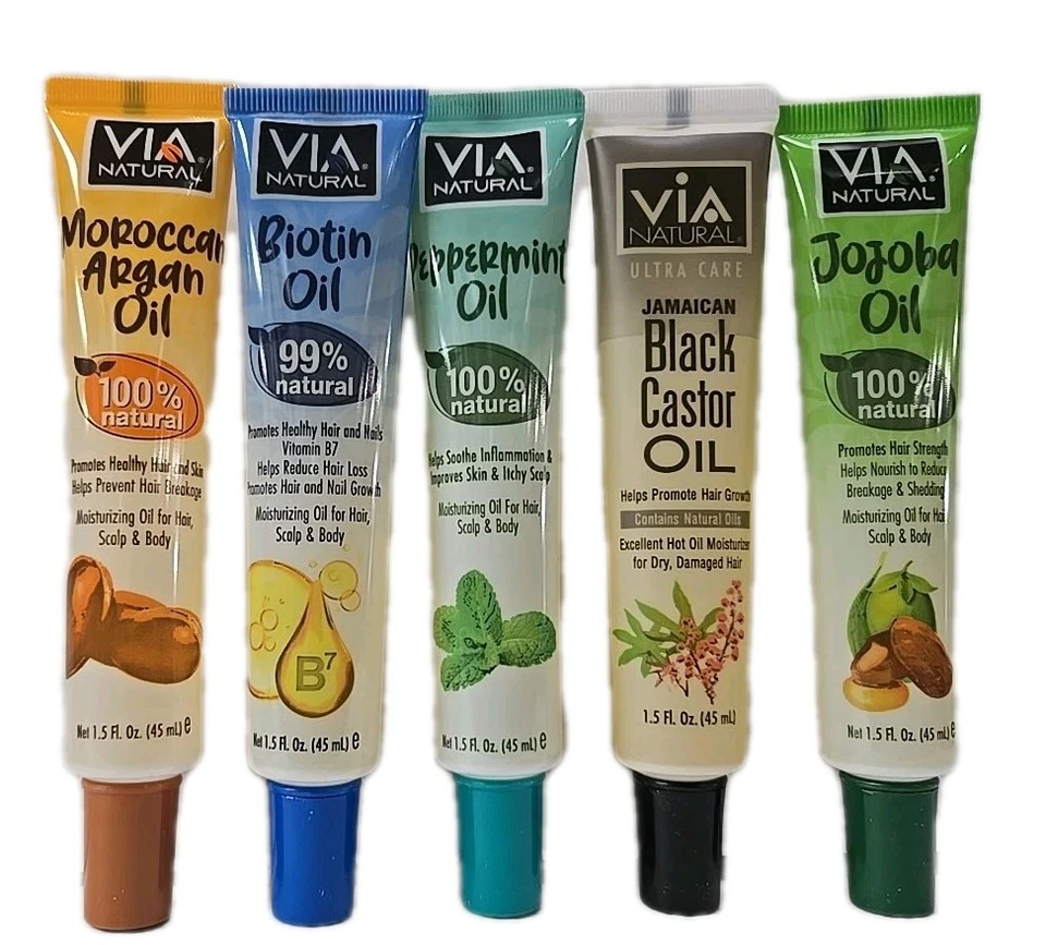 Vía aceite natural. Aceite de argán marroquí. Aceite de biotina. Aceite de menta. Ricino negro. Foto 1 de 1