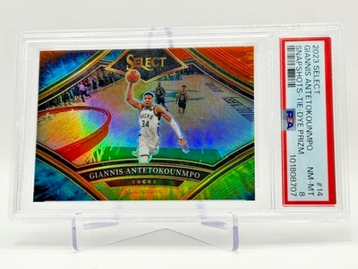 2023 Panini Select Snapshots ~ Giannis Antetokounmpo ~ Tie Dye Prizm ~ /25 PSA 8 - Image 1 of 4