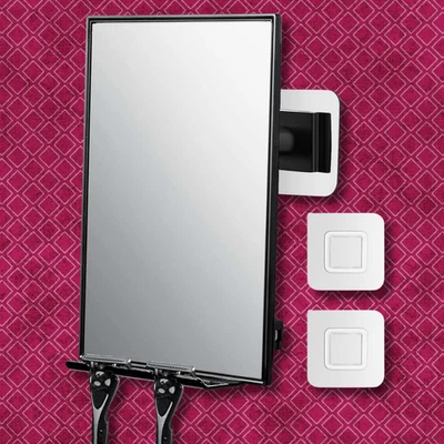 Душевое зеркало для бритья без запотевания с держателями для бритвы регулируемое зеркало с поворотом на 360° - Изображение 1 из 4