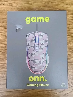 Onn Gaming Mouse USB LED Lighting 6 ft. Pink Gray Camouflage - Image 1 of 4