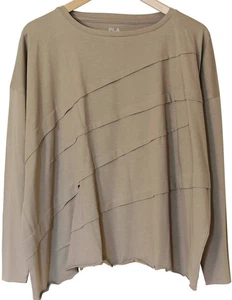 PLANET by Lauren G 100% Pima Cotton TUCKED LUXURY BOXY TEE TOP Sz O/S Fawn - Picture 1 of 4